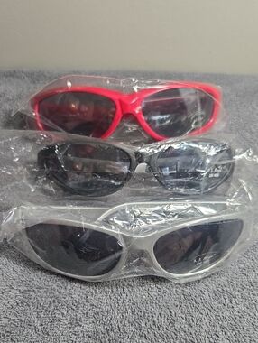 NWT A.J. Morgan Sport Wrap Sunglasses Bundle - Set of 3 (Silver, Red, Black)